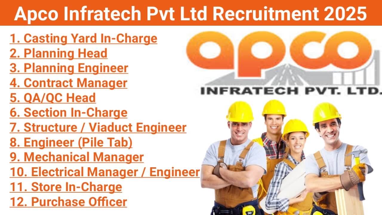Apco Infratech Pvt Ltd Hiring 2025 | For Coastal Road Project, Mumbai