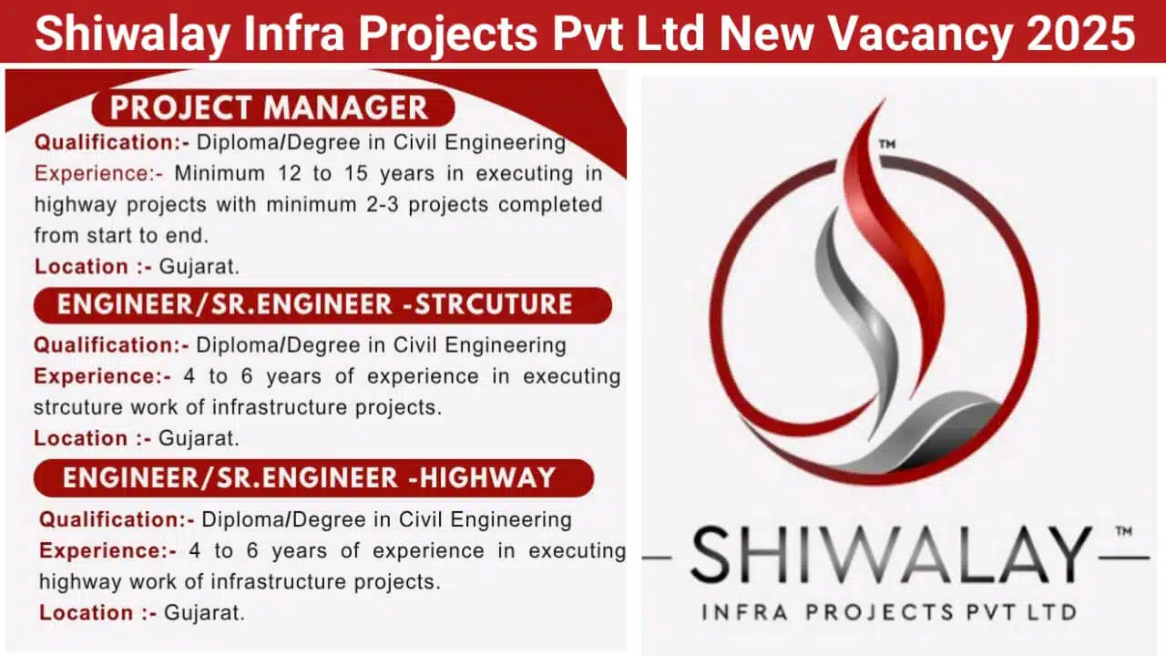 Shiwalay Infra Projects Pvt Ltd New Vacancy 2025 | Construction Jobs In Gujarat