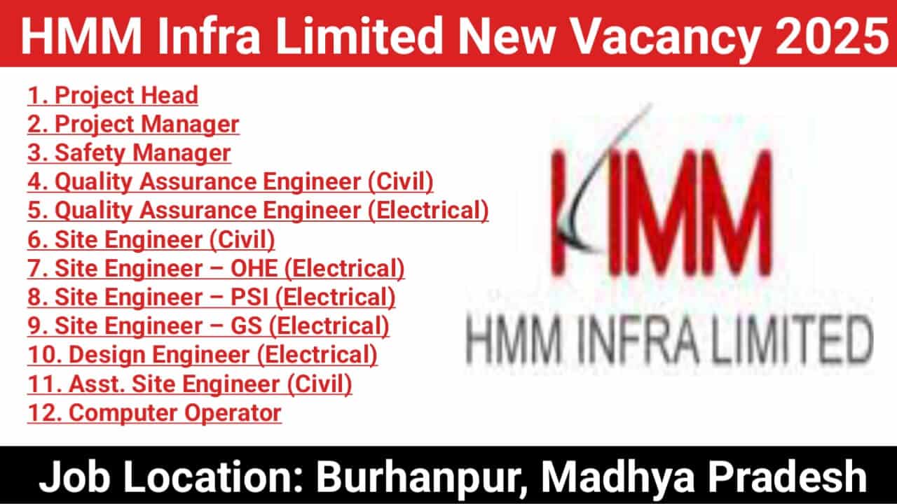 HMM Infra Limited New Vacancy 2025 | Fpr Railway Project at Burhanpur, Madhya Pradesh