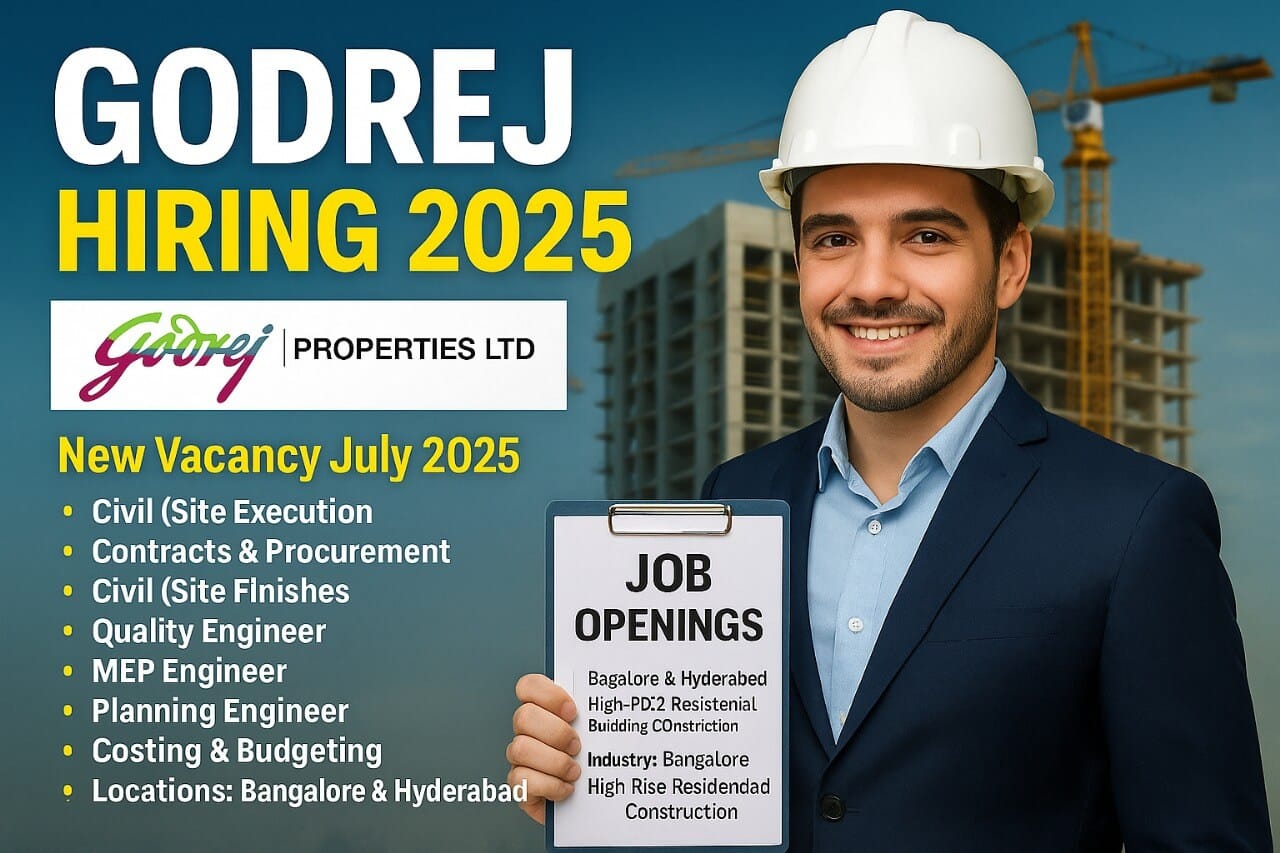 Godrej Properties Ltd New Vacancy July 2025 | For High-Rise Residential Building Construction