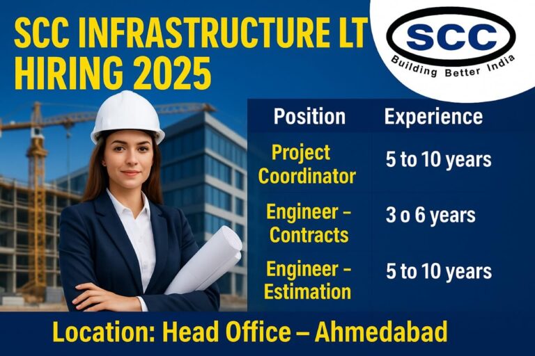 SCC Infrastructure Ltd Hiring | Location: Head Office – Ahmedabad