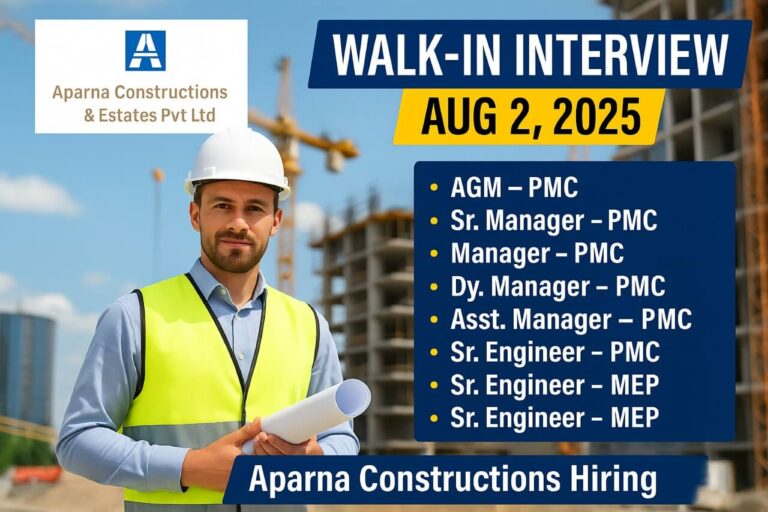 Aparna Constructions Walk-In Interview August 2025 | Interview Date: 2nd August 2025