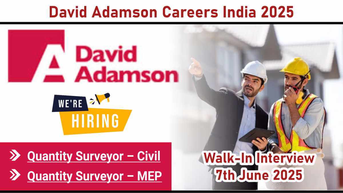 David Adamson Careers India 2025 | Jobs for Experienced Quantity Surveyors in Delhi NCR