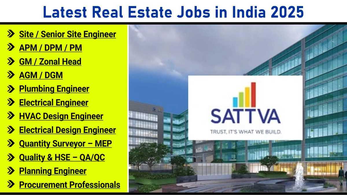 Latest Real Estate Jobs in India 2025 | Electrical Engineer Vacancy Sattva Group