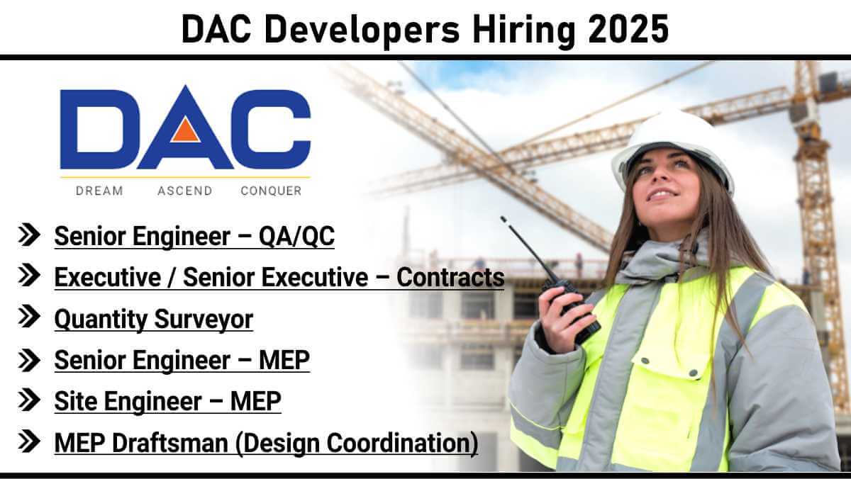 DAC Developers Hiring 2025 | Chennai MEP Draftsman & Site Engineer Job Openings
