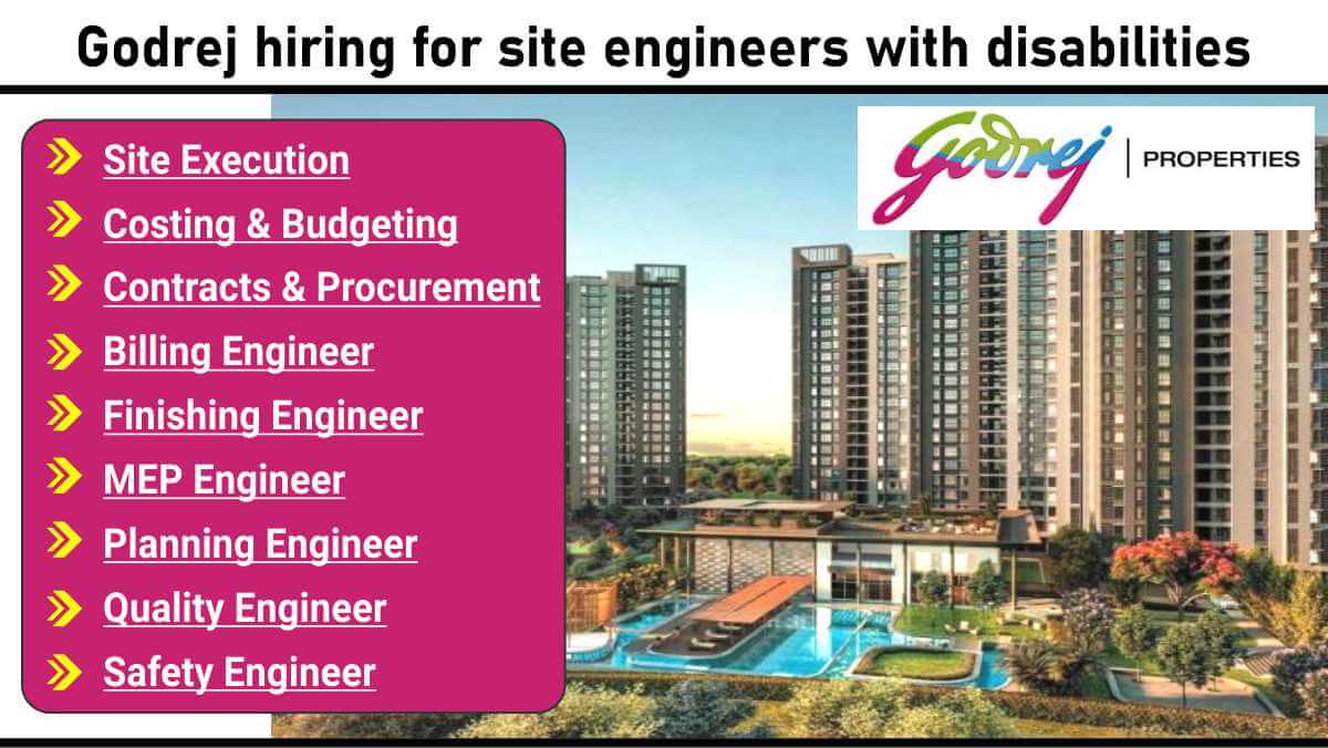 Godrej hiring for site engineers with disabilities | Civil engineering jobs for persons with disabilities