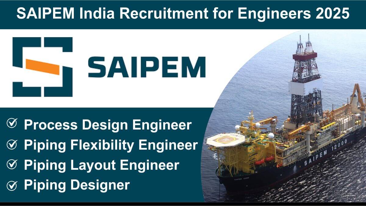 SAIPEM India Recruitment for Engineers 2025 | EPC Project Engineer Jobs SAIPEM India