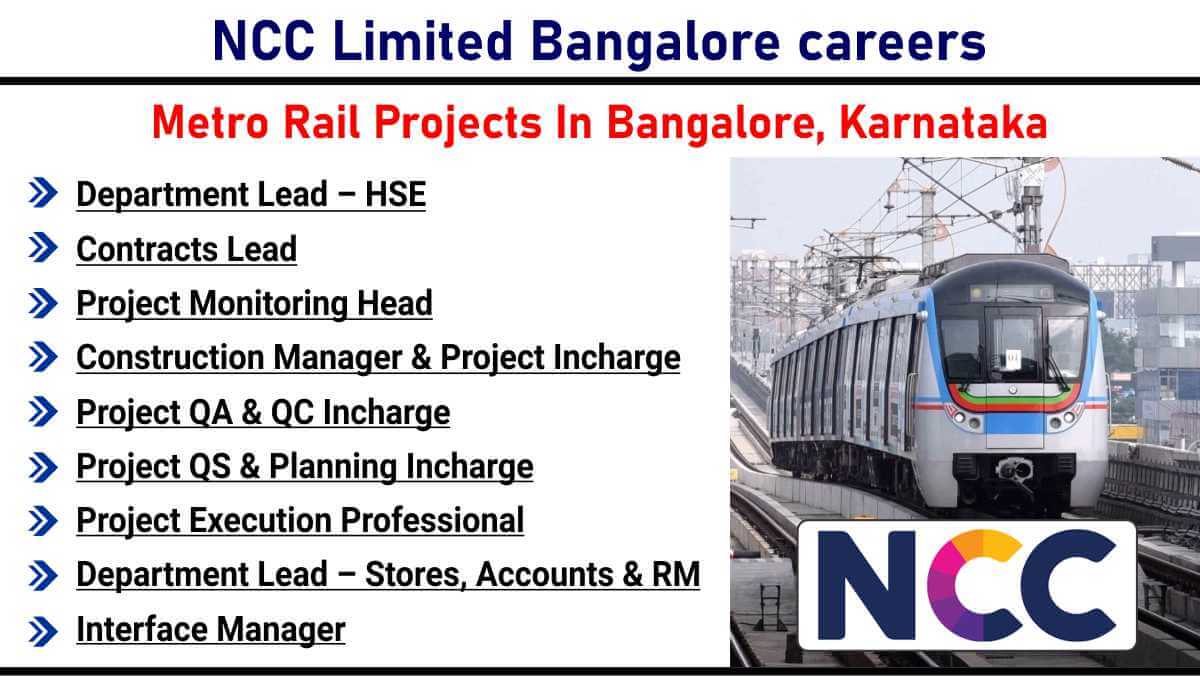 NCC Limited Bangalore careers | Contracts manager railway project