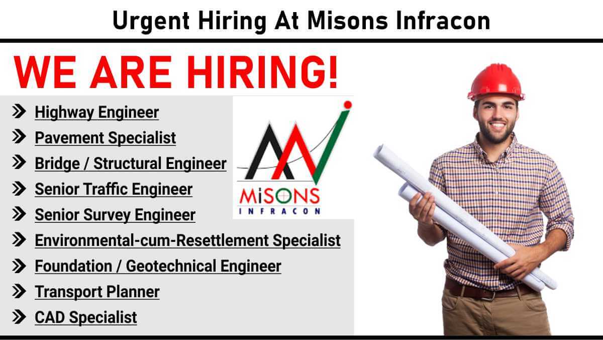 Urgent Hiring At Misons Infracon | Transportation Planning Jobs