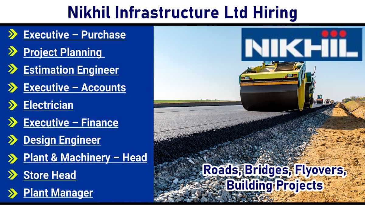 Nikhil Infrastructure Ltd Hiring | Accounts, Design, Purchase, P&M Head