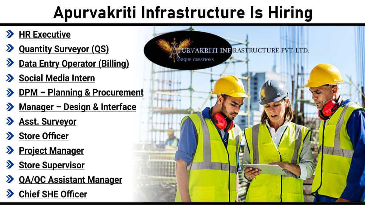 Apurvakriti Infrastructure Is Hiring | Multiple Locations | Civil & Admin Roles