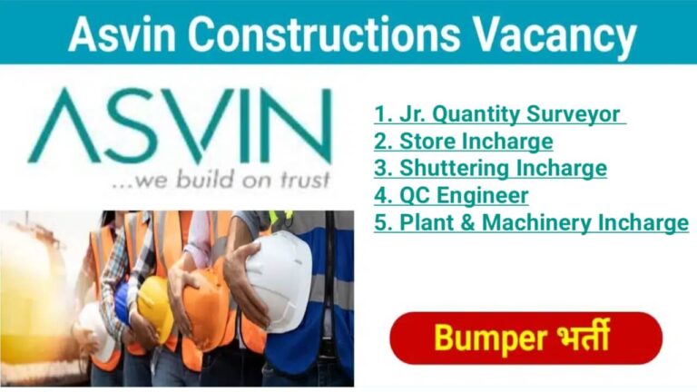 Asvin Constructions Urgent Hiring 2025 | Job Location: Coimbatore, Tamil Nadu