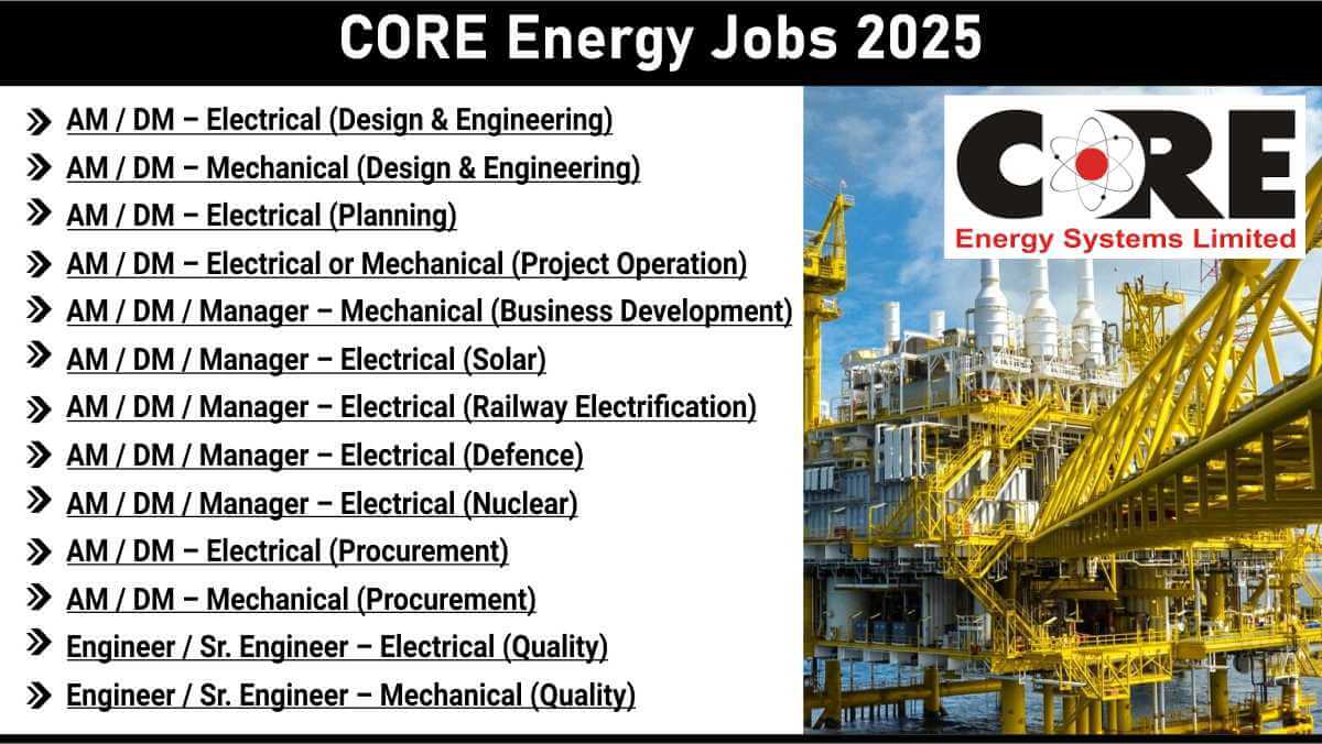 CORE Energy Jobs 2025 | Electrical & Mechanical Engineer Vacancies
