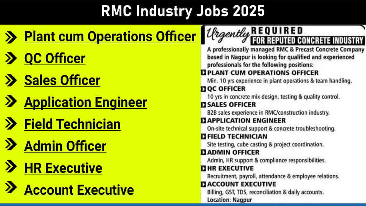 RMC Industry Jobs 2025 | Nagpur Vacancies – Apply Now