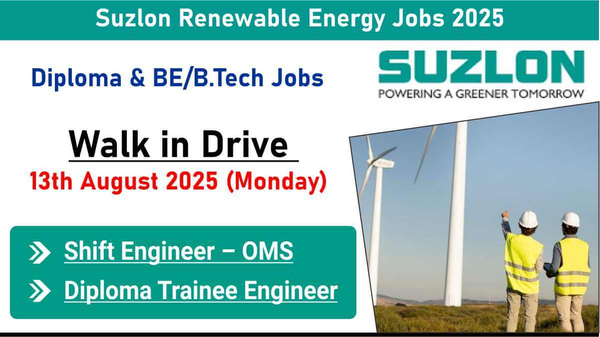 Suzlon Renewable Energy Jobs 2025 | Bhuj, Kutch Gujarat | Apply Now