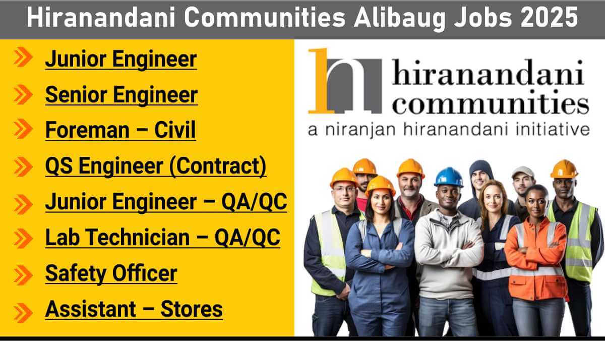 Hiranandani Hiring Junior & Senior Engineers | Alibaug Project Jobs