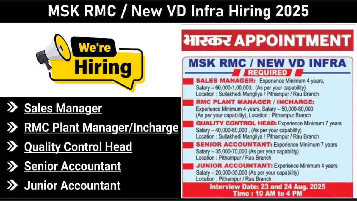 MSK RMC & New VD Infra Careers | Senior & Junior Accountants Needed