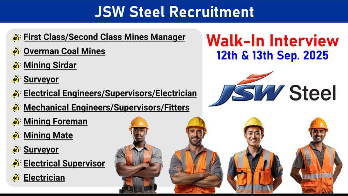 JSW Steel Recruitment | Ranchi & Odisha Job Vacancies