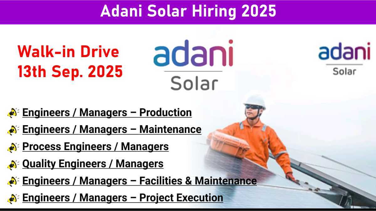 Jobs at Adani Solar | Production, Quality, Projects & Maintenance Careers