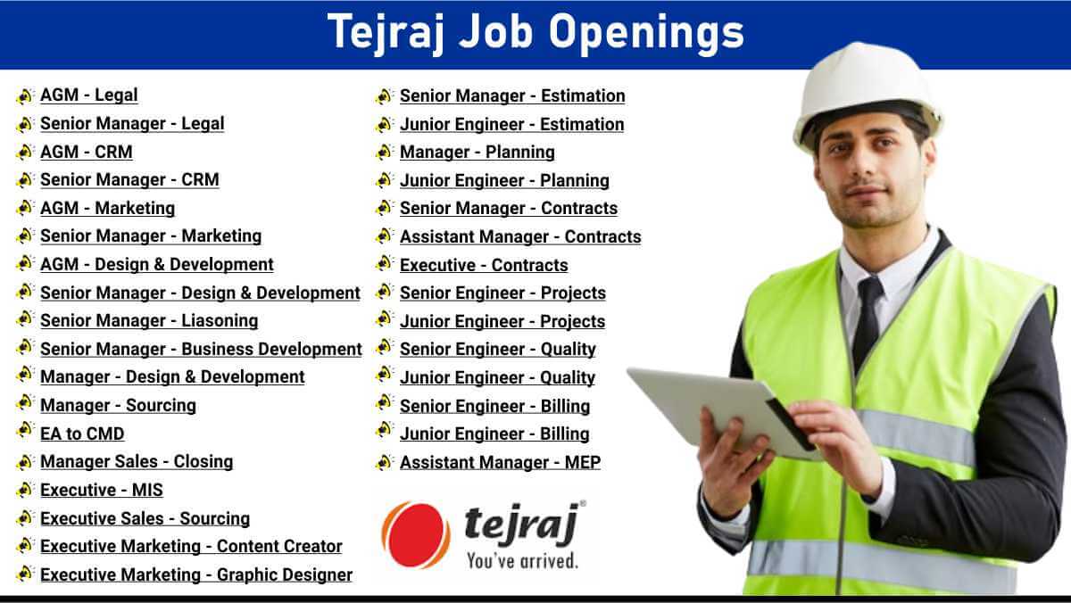 Tejraj Job Openings | Engineers, Managers & Executives | Apply Today