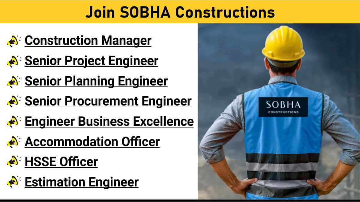 Join SOBHA Constructions | Infrastructure Careers 2025