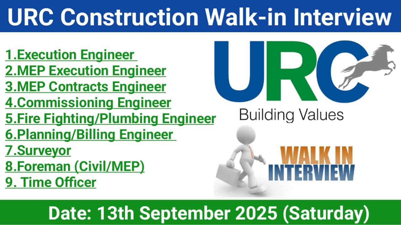 URC Construction Pvt. Ltd Walk-In Interview September 2025 | Date: 13th September 2025 (Saturday)