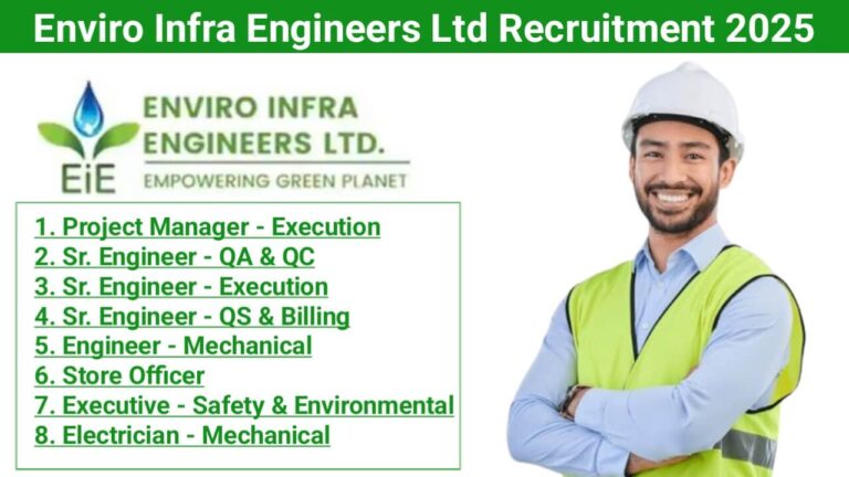 Enviro Infra Engineers Ltd New Vacancy 2025 | for our newly awarded projects – 100 MLD STP & 120 MLD STP, Gurugram, Haryana