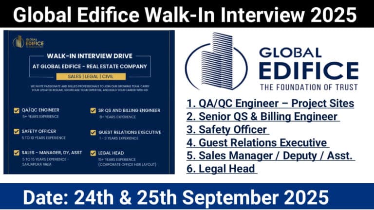 Global Edifice Walk-In Interview 2025 | Interview Date: 24th & 25th September 2025