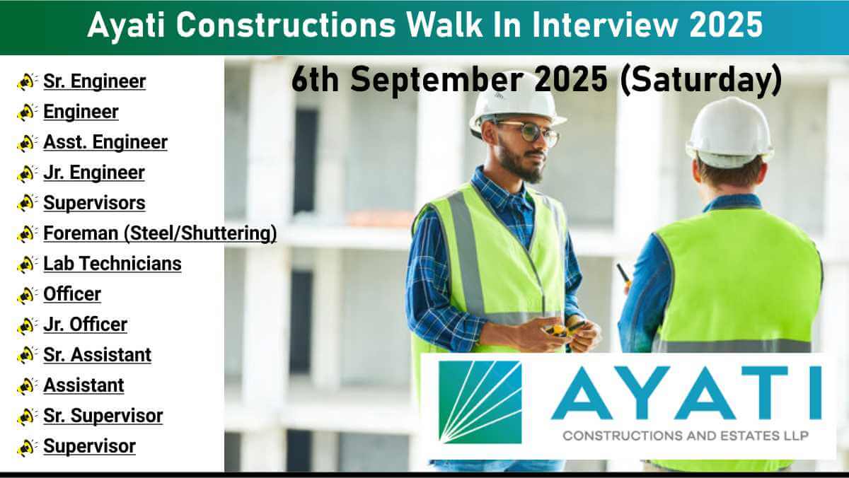 Ayati Constructions Walk In Interview 2025 | Civil Engineering Jobs Ayati Constructions Hyderabad