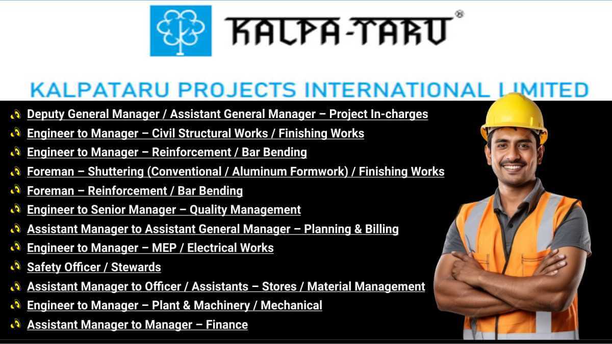 Kalpataru Recruitment 2025 | EPC & High-Rise Building Careers
