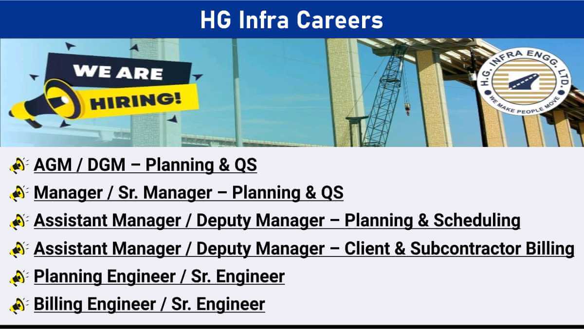 HG Infra Careers | Highway & Railway Project Jobs 2025 | Civil Engineers Hiring