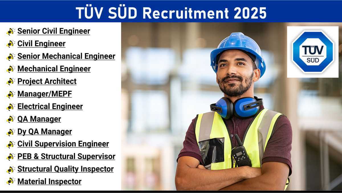 TÜV SÜD Recruitment 2025 | Engineering & Quality Positions | Multiple Locations