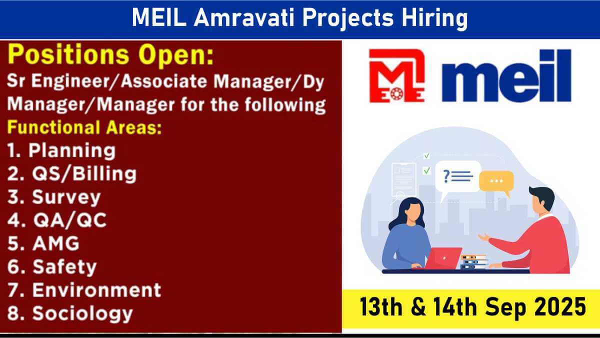 MEIL Amravati Projects Hiring | Walk-in Interview 13–14 Sept 2025
