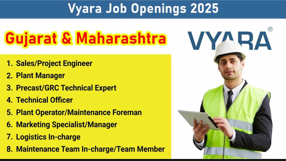 Vyara Job Openings 2025 | Marketing, Logistics & Maintenance Positions
