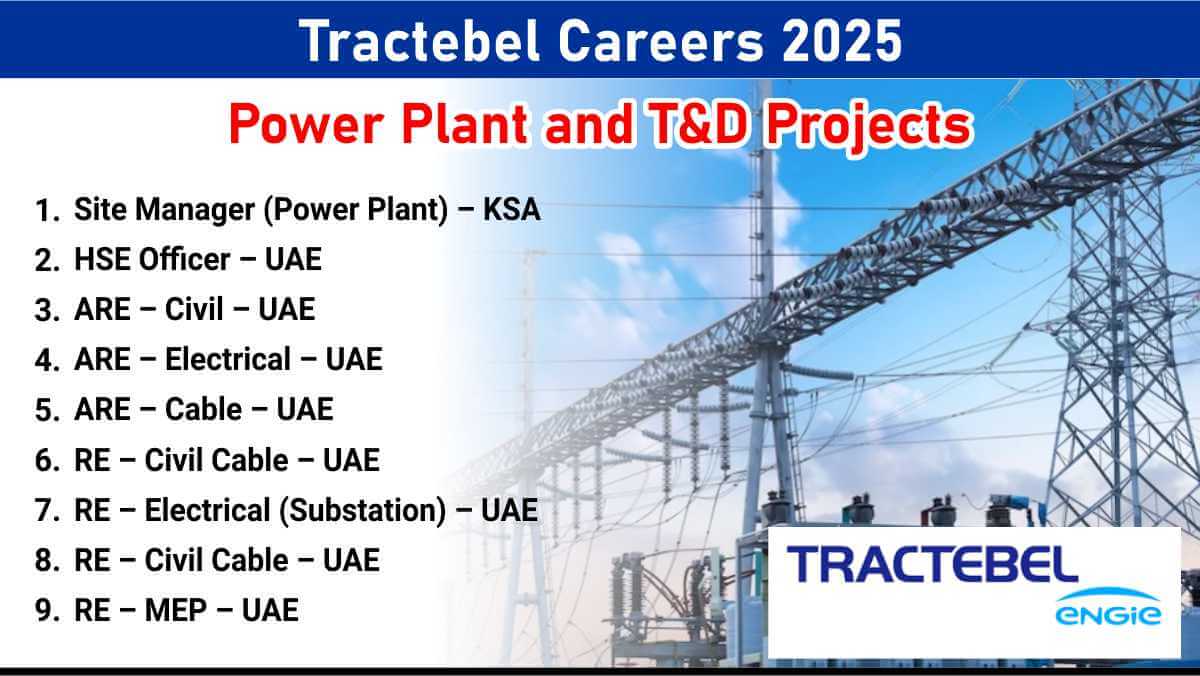 Tractebel Careers 2025 | Power Plant & Substation Vacancies