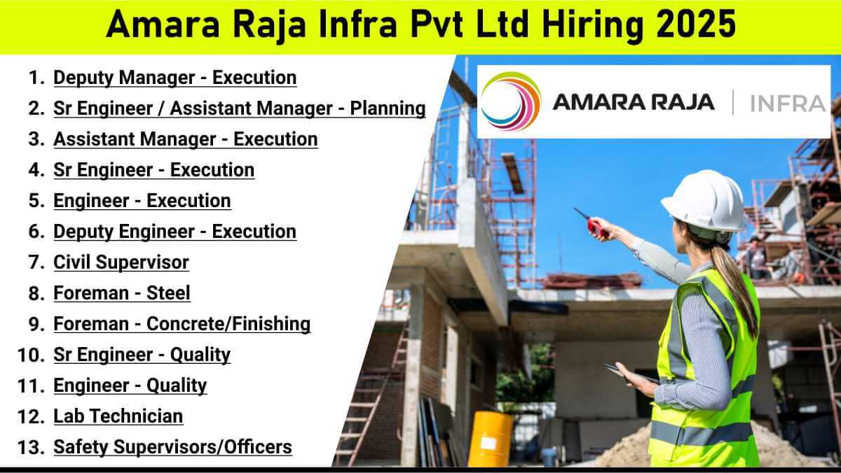 Amara Raja Infra Pvt Ltd Hiring 2025 | High-Rise Building Project Careers