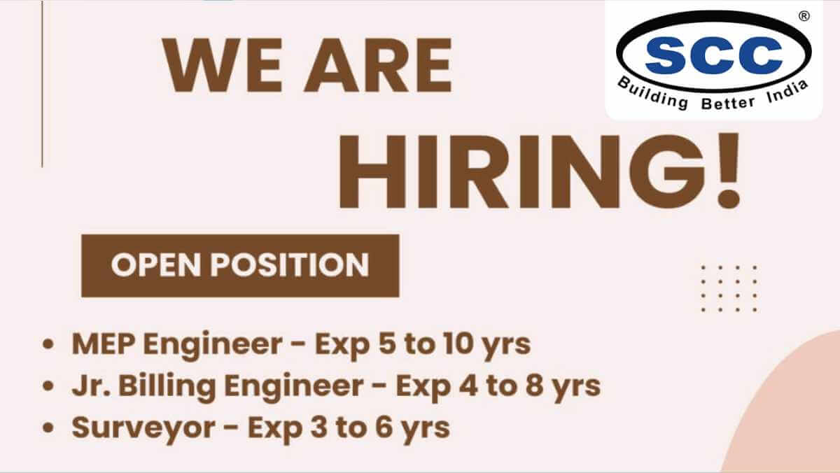 SCC Infrastructure Pvt Ltd Careers Gujarat | MEP, Billing, Surveyor Openings