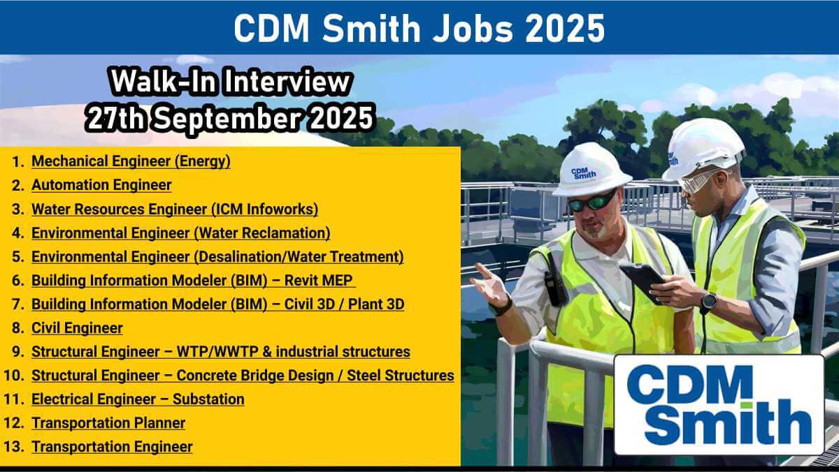 CDM Smith Jobs 2025 | Careers in Water, Environment, and Transportation Projects