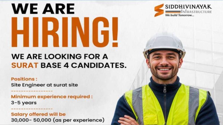 Siddhivinayak Infrastructure Hiring 2025 | Site Engineer Jobs In Surat
