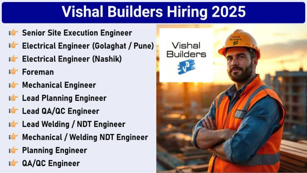 Vishal Builders Latest Vacancy 2025 | QA/QC Engineer Jobs Near Me