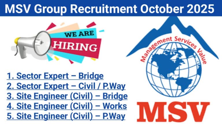 MSV Group Recruitment October 2025 | Railway Projects Job Vacancy 2025
