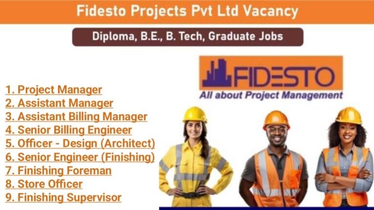 Fidesto Projects Pvt. Ltd Hiring 2025 | Construction Jobs In Pune