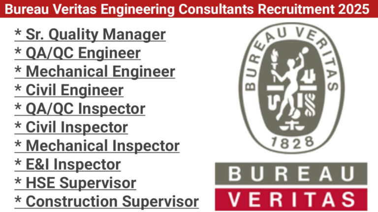 Bureau Veritas Engineering Consultants Recruitment 2025 | For Infrastructure & Building Projects