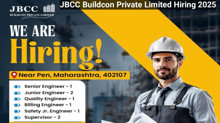 JBCC Buildcon Private Limited Hiring 2025 | Civil Supervisor Jobs Near Me