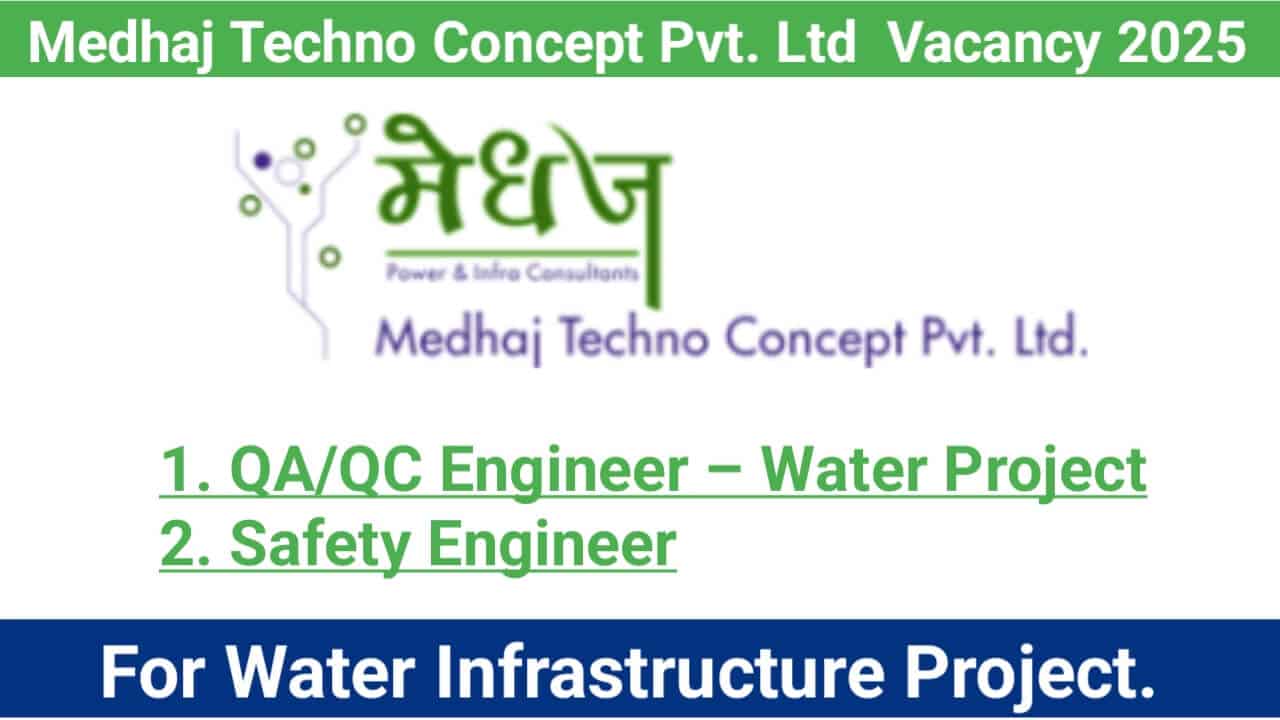Medhaj Techno Concept Pvt. Ltd Latest New Vacancy 2025 | For Water Infrastructure Project
