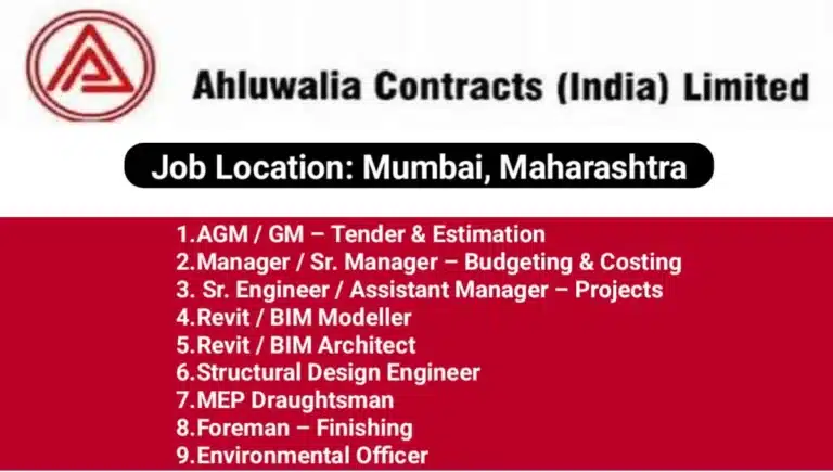 Ahluwalia Contracts India Ltd Hiring October 2025 | Construction Jobs In Mumbai