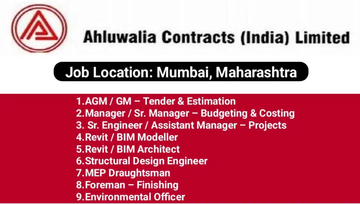 Ahluwalia Contracts India Ltd Hiring October 2025 | Construction Jobs In Mumbai