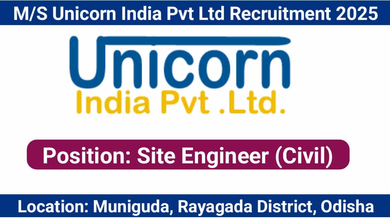 M/S Unicorn India Pvt Ltd Recruitment 2025 | Location: Muniguda, Rayagada District, Odisha