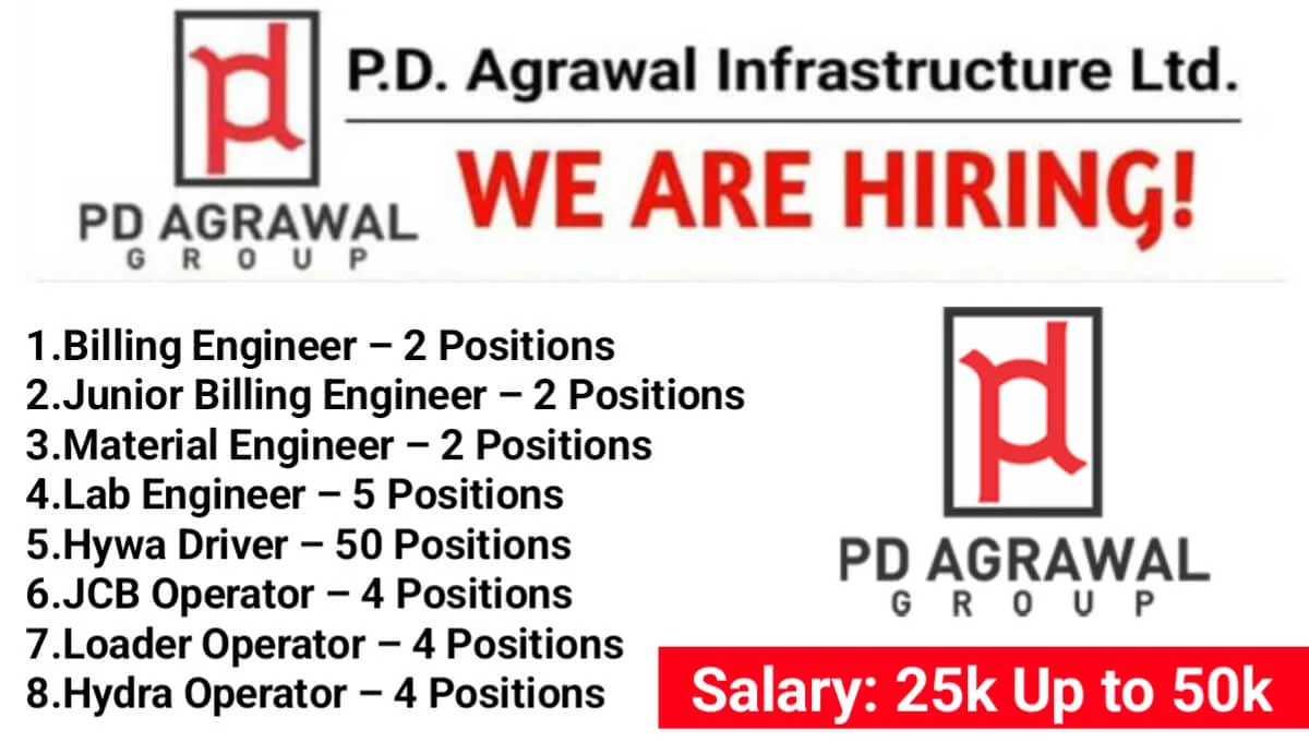P.D. Agrawal Infrastructure Ltd Hiring October 2025  | Job Location: Indore, Madhya Pradesh