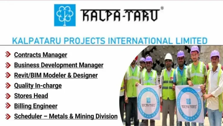 Kalpataru Projects International Limited Latest New Vacancy 2025 | Billing Engineer Jobs Near Me